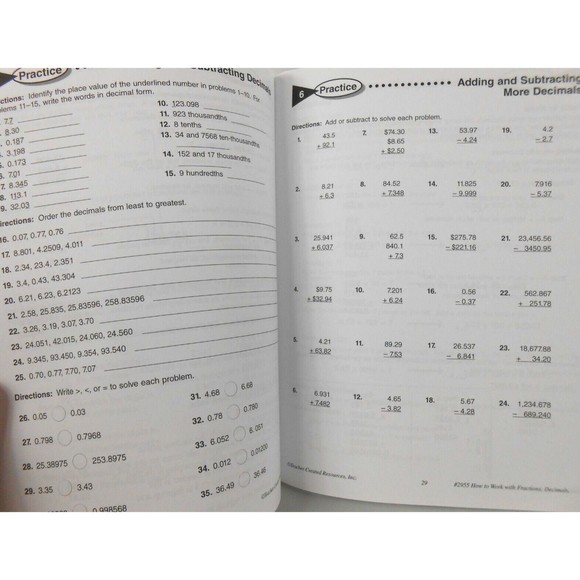 How to Work with Fractions Decimals & Percents Grades 4-6 Paperback Workbook New - Picture 3 of 3